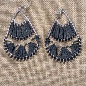 Elegant Black Fan Earrings